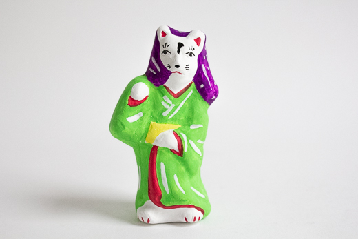 青森 高谷下川原焼土人形 妖怪シリーズ 化け猫 Muto 世界のかご カゴアミドリ