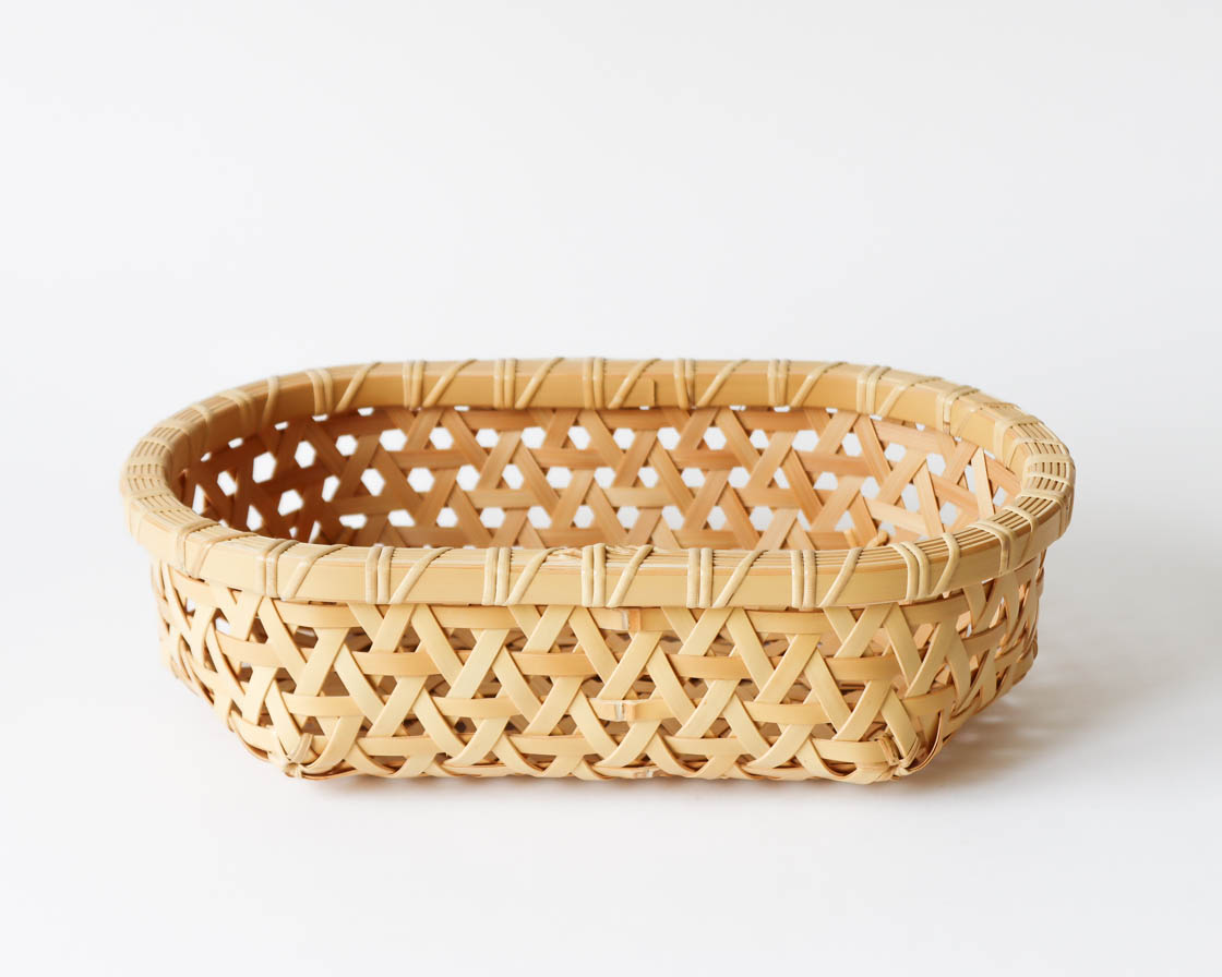 大分 真竹 亀甲編み 整理かご (楕円)