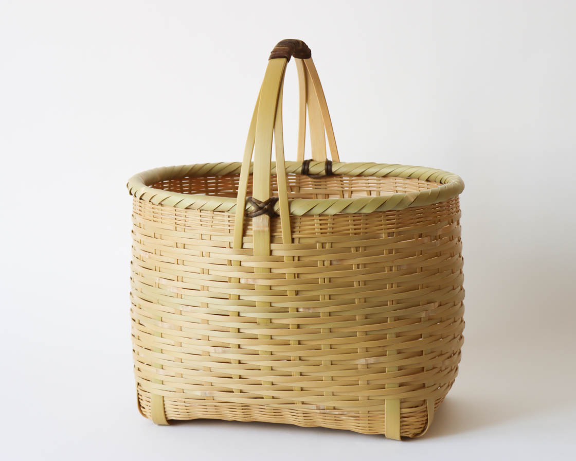 カゴアミドリ　大分　真竹　リボンバスケット　かご 大分 真竹 リボンバスケット