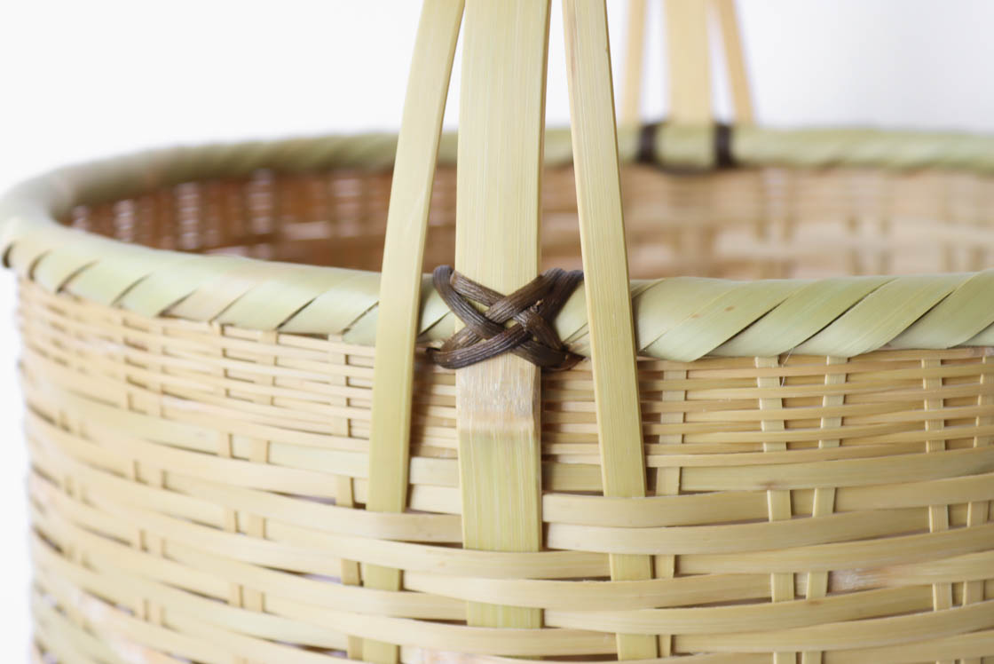 カゴアミドリ　大分　真竹　リボンバスケット　かご 大分 真竹 リボンバスケット