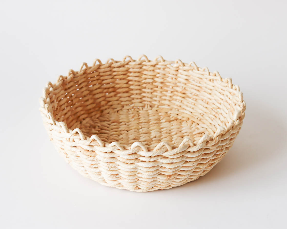 スロバキア corn husk ラウンドバスケット (L)