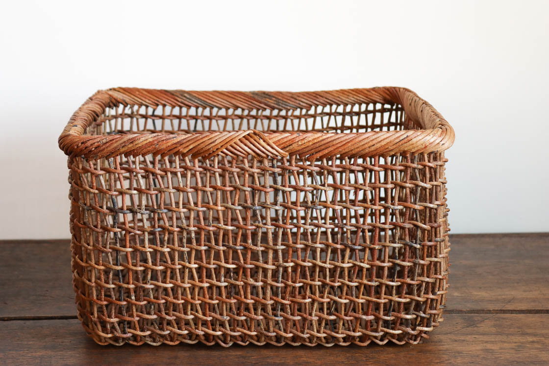 青森 あけび こだし編み 四角かご (深)